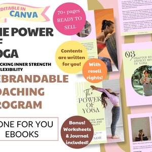 Done For You The Power of Yoga Brandable Coaching Program,Workbook,Ebook | Content for Health Coaches, Yoga, Wellness, Meditation Coach