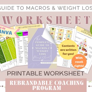 Macros & Weight Loss Worksheet | Coaching Nutrition Guide (Canva Editable)