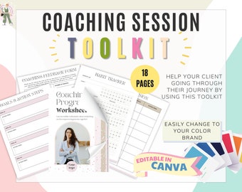 Life Coach Toolkit | Client Session Guide, Editable Canva Template
