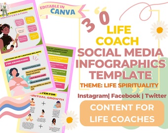 Plantillas de infografías para redes sociales de coaching de vida / Espiritualidad, Bienestar (Canva)