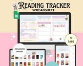Reading Tracker Spreadsheet, Google Sheets Template, Book Journal, Digital Download