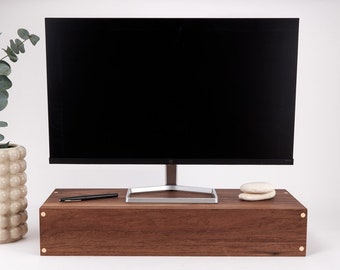 Monitor Stand, Computer Stand, Hide your cords, Desk top organization, Modern design, Solid Walnut, Oak, or Maple.