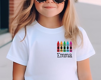 Personalized Crayon Name Shirt: Back to School Cotton Tee