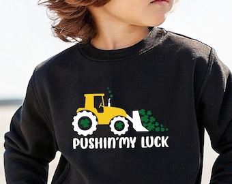 Kids St Patrick's Day Shirt Shamrock Tractor Tee