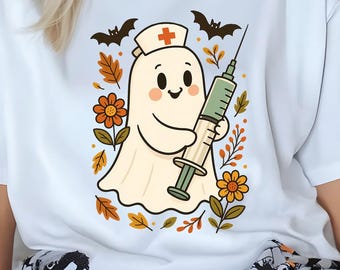 Ghost Nurse Shirt Halloween Nurse Sweatshirt Cute Nurse Tshirt Halloween Party Tee Nursing Hoodie Boo Nurse Halloween Tee ER Nurse Life