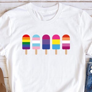 LGBT Rainbow Popsicles Shirt LGBTQ Pride Tshirt LGBTQ Summer Clothing Rainbow Ice Cream Sweatshirt Ally Colorful Ice Cream Long Sleeve