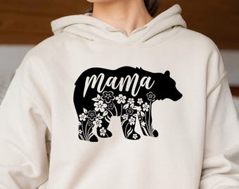 Floral Mama Bear Hoodie, Mom Life Sweatshirt, Mother's Day Gift