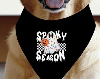 Spooky Season Ghost Dog Bandana – Halloween Pumpkin Print Accessory