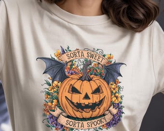 Sorta Sweet Sorta Spooky Sweatshirt: Halloween Pumpkin Flower Long Sleeve