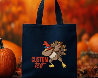 Personalized Thanksgiving Turkey Tote Bag: Organic Cotton Fall Bag