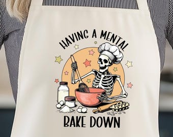 Skeleton Chef Apron: Funny Halloween Baking Apron - Mental Bake Down