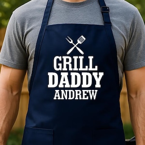 Personalized Apron for Men Grill Daddy Apron Fathers Day Gift Custom Mens Apron Grill Apron for Men BBQ Griller Apron Chef Gift