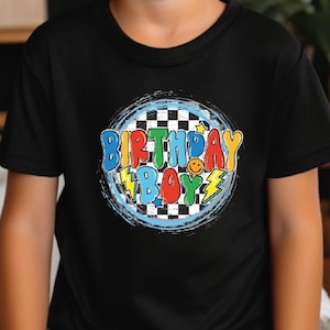 Birthday Boy Shirt: Retro Checkered Kids Tee