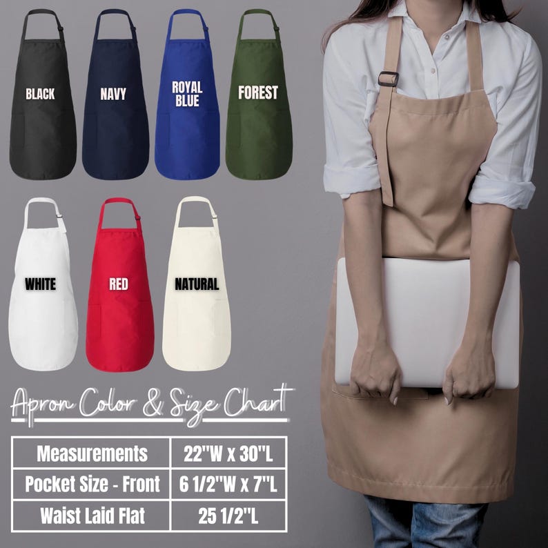 a woman wearing an apron and holding a white board