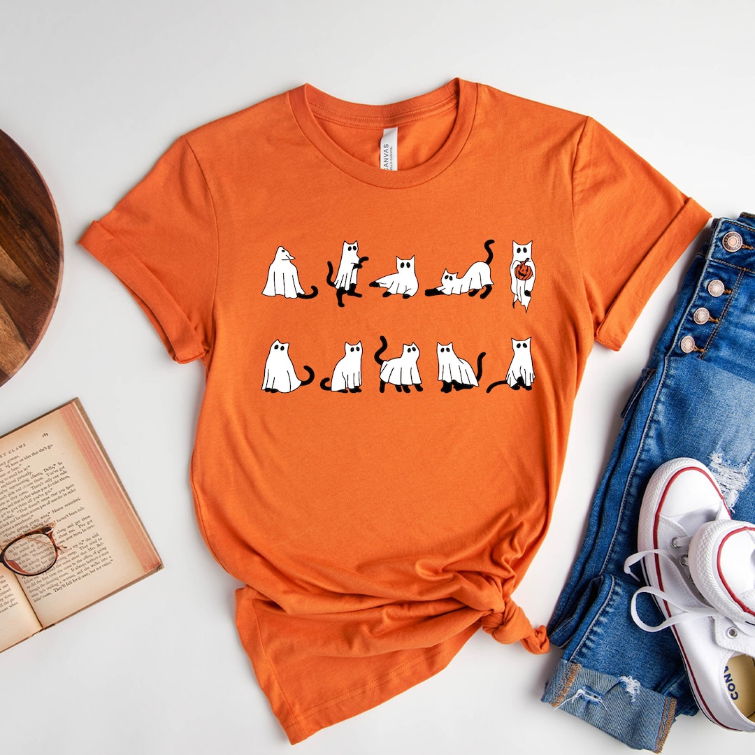 Halloween Shirt, Cat Shirt, Ghost Shirt, Halloween Cat Shirt, Cat Lover