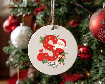 Personalized Letter Name Christmas Ornament 2025 Santa Elf Ornament