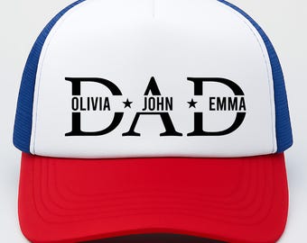 Personalized Dad Hat with Kids Names, Father's Day Gift