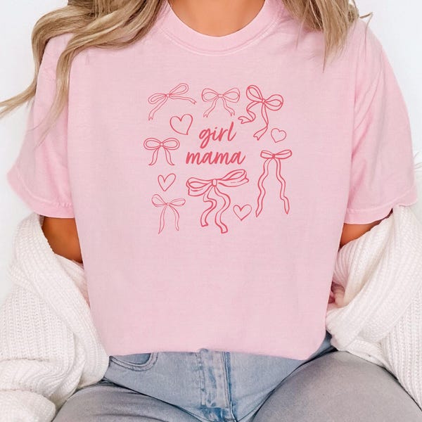 Coquette Girl Mama Shirt: Bows, Hearts, Comfort Colors