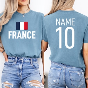 Personalized France Football Fan Shirt Custom Name Number T-shirt Comfort Colors Tee bild 1