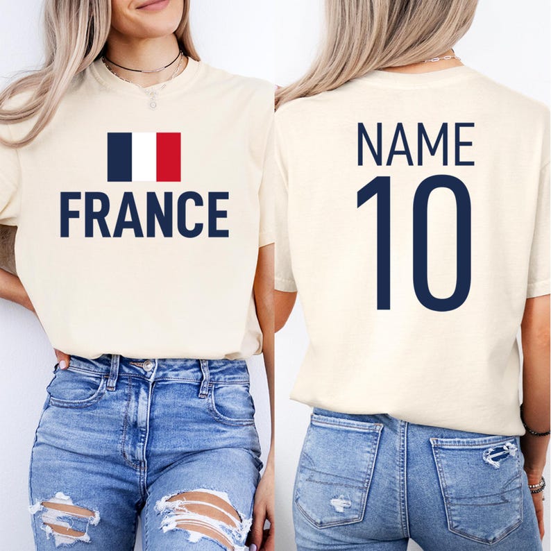 Personalized France Football Fan Shirt Custom Name Number T-shirt Comfort Colors Tee bild 4