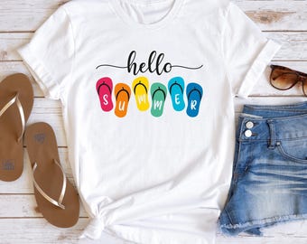 Hello Summer Shirt: Colorful Flip Flops, Vacation Mode Tee