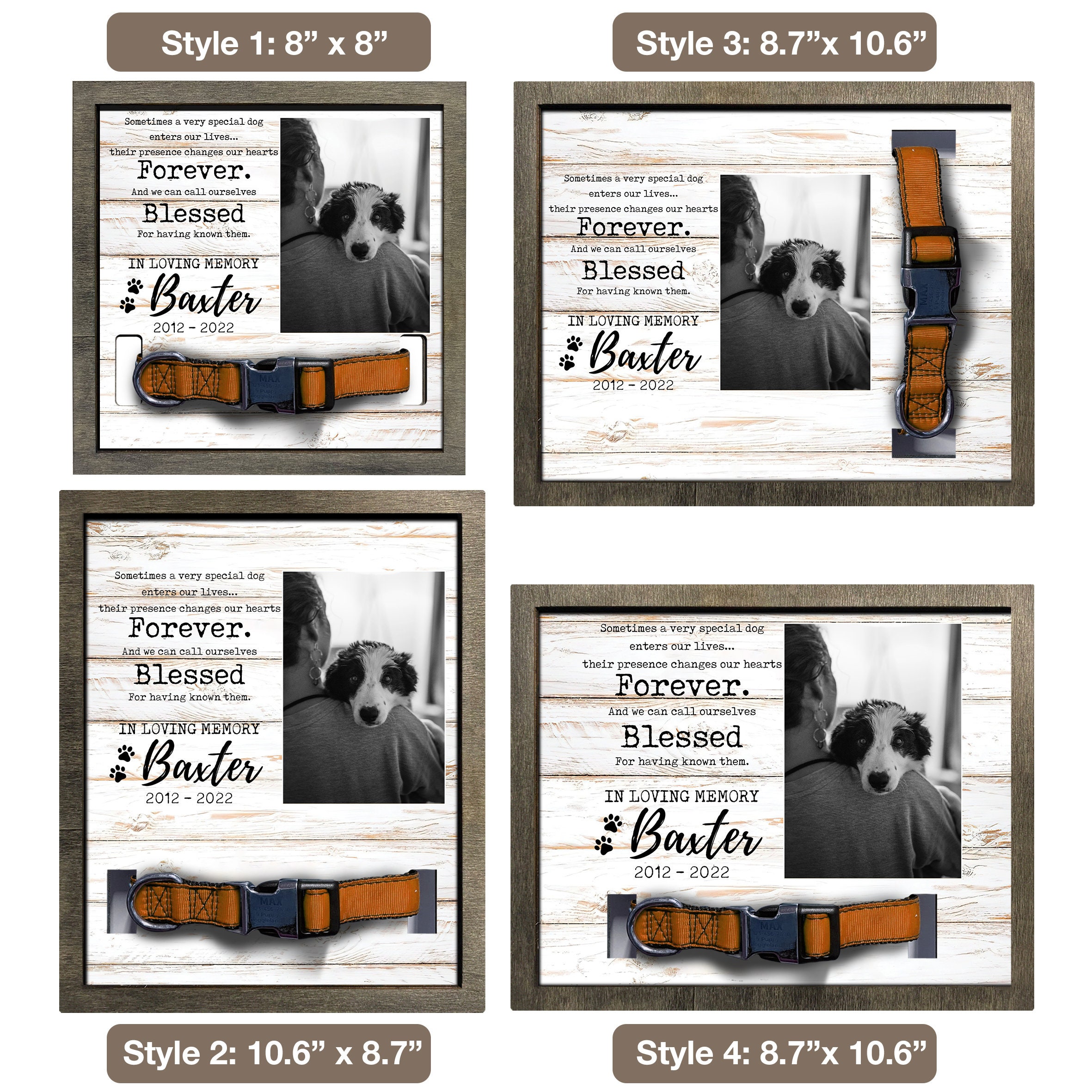 Memorial Pet Collar Frame Black & White Photo Dog Collar Etsy