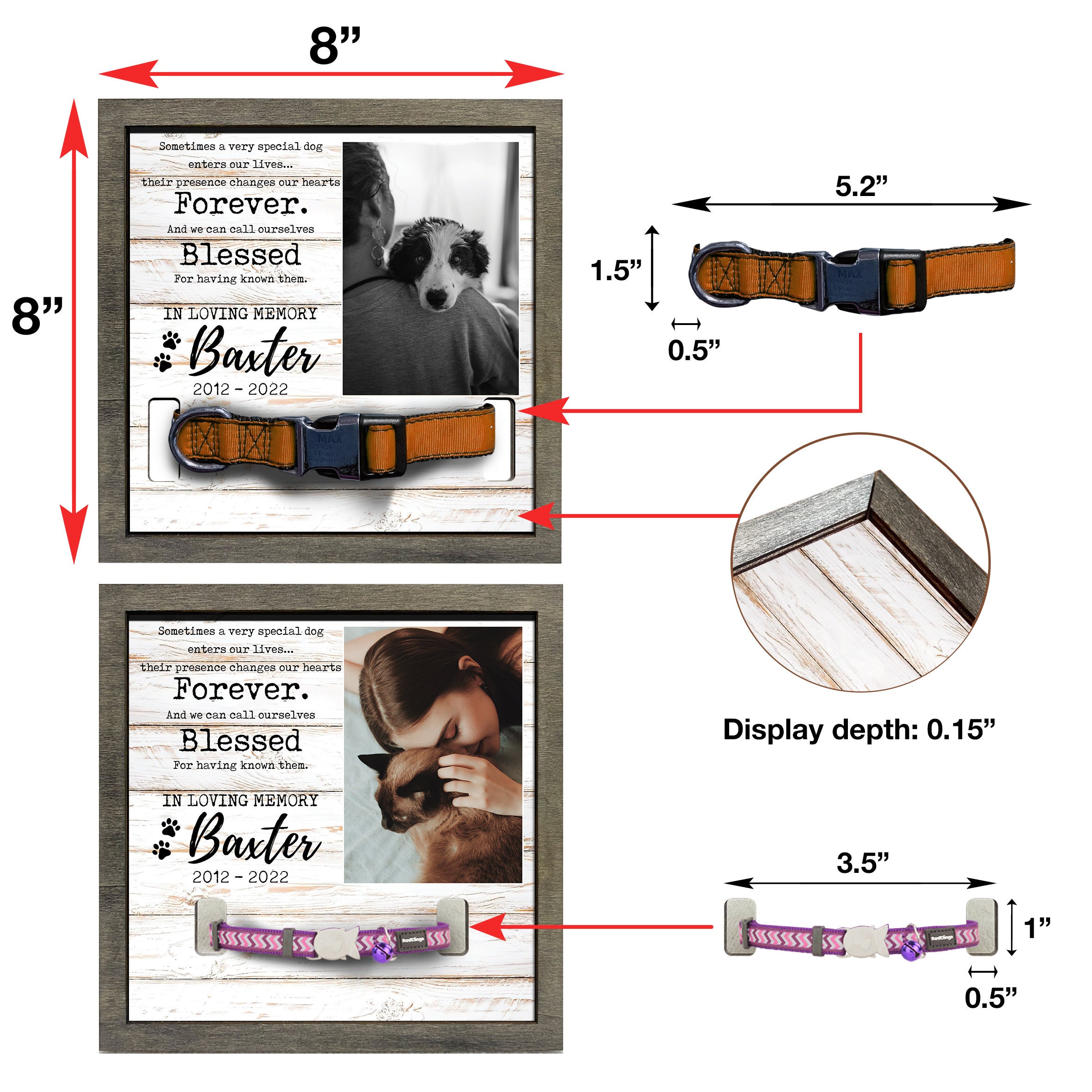Memorial Pet Collar Frame Black & White Photo Dog Collar Etsy