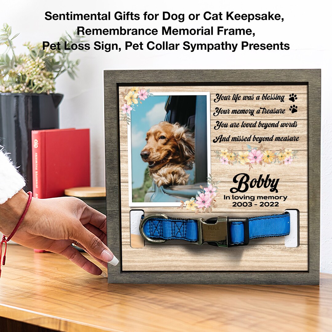Memorial Pet Frame Pet Funeral Dog Collar Memorial Grave Etsy
