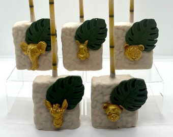 Safari Theme Rice Krispy Treats for Birthday Party Dessert Tables, Weddings, Bridal Showers, Party Favors, Baby Shower, Sweet 16