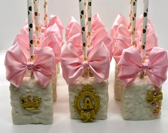 Royal Princess Rice Krispy Treats, Royal baby shower, Royal Crown Treats, Baby Shower Favors, Gender Reveal Favors, Chocolate Rice Krispies