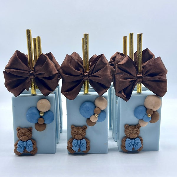 Teddy Bear Theme Rice Krispy Treats, Baby Shower Favors, Gender Reveal Favors, Chocolate Rice Krispies