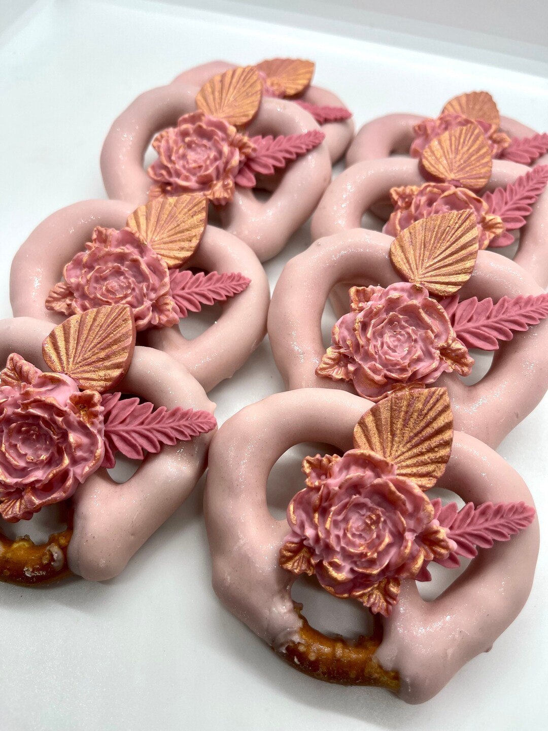 Floral Chocolate Covered Pretzels Wedding Favors Baby Etsy