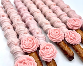 Barres de bretzel au caramel enrobées de chocolat, faveurs de mariage, baby shower, mariage, douche nuptiale, quinceanera, sexe révèlent, premier anniversaire