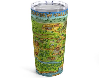 Vaso de mapa oficial de Stardew Valley, regalo de Stardew Valley, juego de Stardew Valley, vaso Valley, vaso de Stardew, vaso de videojuego