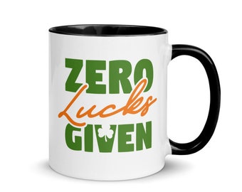 Zero Lucks Given-St Pattys Pint Glass - St Pattys Glass, Shamrock Glass, St Pattys Gift, St Patricks Day, Gifts For St Patricks Day