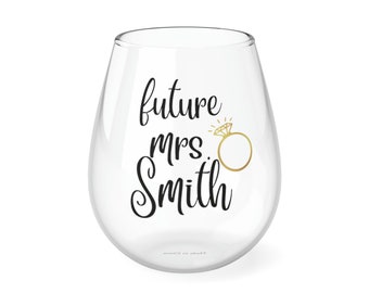 Future mrs wine glass- bride gift- engagement gift- rose gold wine glass- future mrs- bride wine glass- bride to be gift- personalized