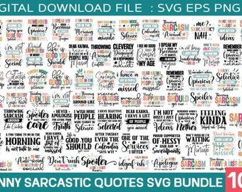 100 Funny Svg Bundle, Sarcastic Quotes Bundle Designs Popular Svg, Sarcastic Svg, Sarcastic Png - Printable, Cricut & Silhouette