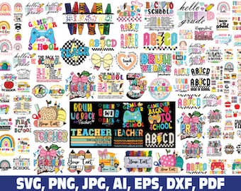 School Clipart Set, School Supplies Clipart Set, Art Supplies Clipart, Teacher graphics, classroom, Back to School Sublimation File, PNG,SVG