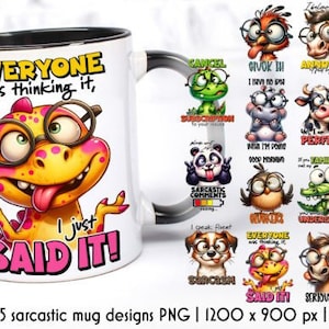 15 High resolution Sarcastic Mug Sublimation PNG Bundle | Funny Quotes | Funny Cow Mug Print | Sarcastic Quotes Mug Print | Funny Mug Design