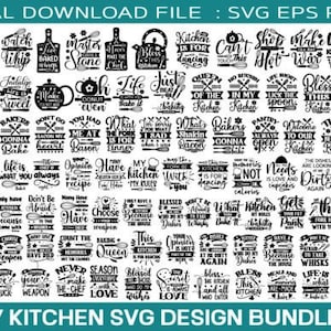 100 Funny Kitchen Quotes Svg Bundle, Sarcastic Quotes Bundle Designs Popular Svg, Sarcastic Svg, Png - Printable, Cricut & Silhouette