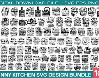 100 Funny Kitchen Quotes Svg Bundle, Sarcastic Quotes Bundle Designs Popular Svg, Sarcastic Svg, Png - Printable, Cricut & Silhouette