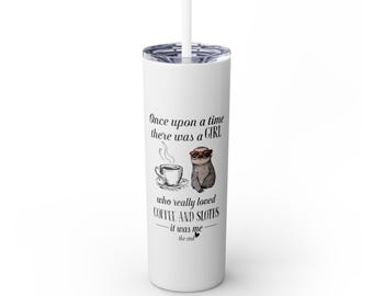 Sloth 20 oz Skinny Tumbler With Straw, Cute Sloth Tumbler, Just A Girl Who Loves Sloth and Coffee, Birthday Gifts for Women Girls