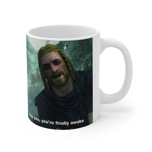 Skyrim Hey You&#39;re Finally Awake Mug, Skyrim Coffee Mug, Skyrim Mug, Elder Scrolls Mug, Skyrim Magic Mug, Skyrim Decor
