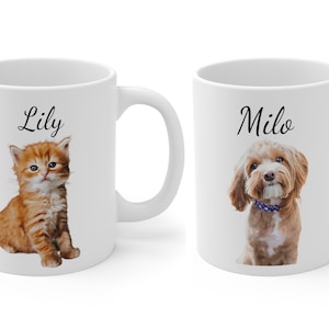 Custom Pet Mug Using Pet Photo + Name Custom Dog Mug Dog Coffee Cup Personalized Pet Mugs Dog Mom Mug Personalized Cat Dad Mug New Dog Mug