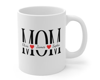 Personalized Mom Coffee Mug With Kids Names for Mom for Mother's Day - Mother's Day Gift from Daughter, Son - Kids Names Coffee Mug for Mom