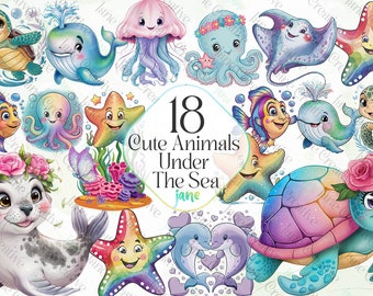 Cute Sea Animals PNG, Ocean Sea Animals PNG Clipart, Turtle PNG,