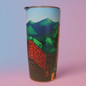 Stardew Valley Original Stats – 20oz Skinny Tumbler with Straw, Pixel Art Coffee Cup, Gamer Gift, Video Game Merch, Stardew Valley Gift zdjęcie 3