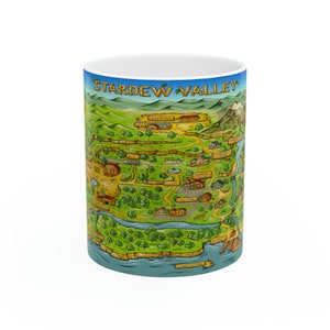Stardew Valley officiële kaart mok, Stardew Valley Gift, Valley Coffee Mug, Stardew Valley Game, Stardew Valley Cup, Video Game Mok