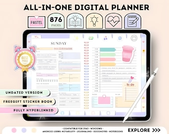 All-In-One Undated Digital Planners Goodnotes Planner iPad Planner Daily Planner Weekly Planner Digital Journal
