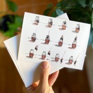 Chá em infusão - Cartão de felicitações com envelope (em branco por dentro) - Pintura em aquarela - Hora do amante do chá - Viciado em cerveja - Sweet Sun Herbal